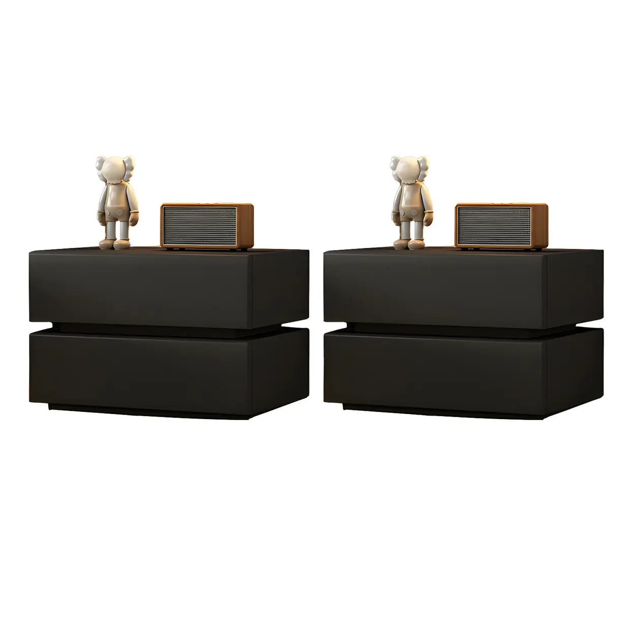 Unique Rectangular Off-White Wood Storage Nightstand — White / 1 Piece