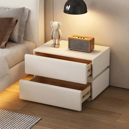 Unique Rectangular Off-White Wood Storage Nightstand — Off-White / 1 Piece