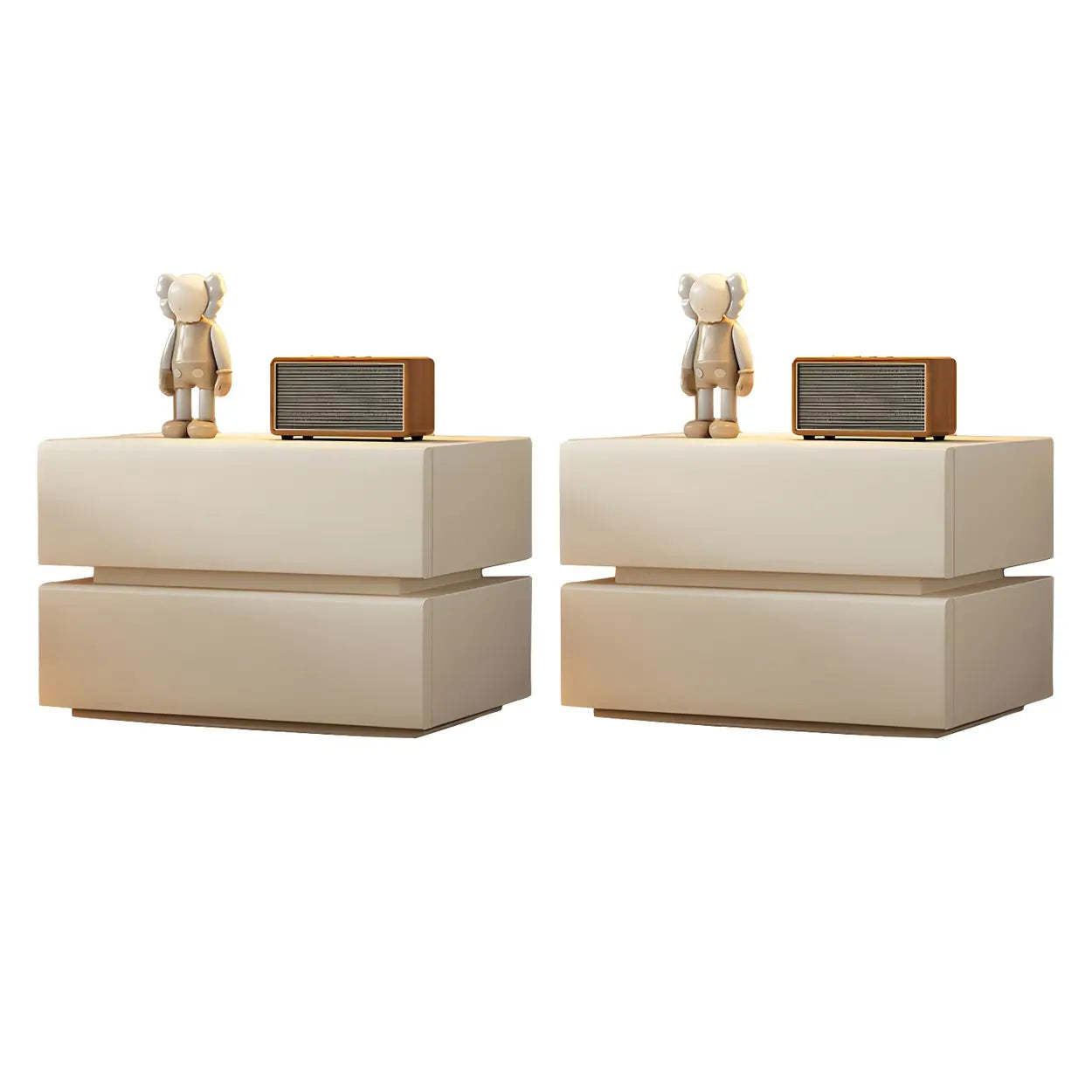 Unique Rectangular Off-White Wood Storage Nightstand — Off-White / 1 Piece