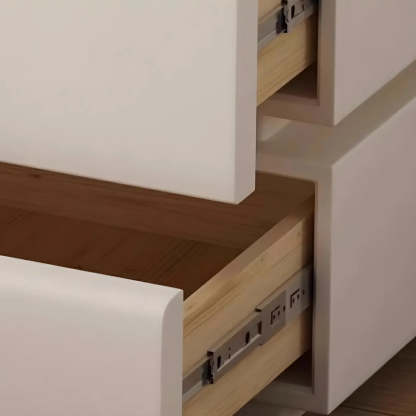 Unique Rectangular Off-White Wood Storage Nightstand — Blue / 1 Piece