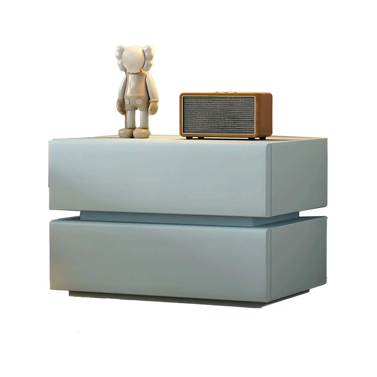 Unique Rectangular Off-White Wood Storage Nightstand — Khaki / 1 Piece