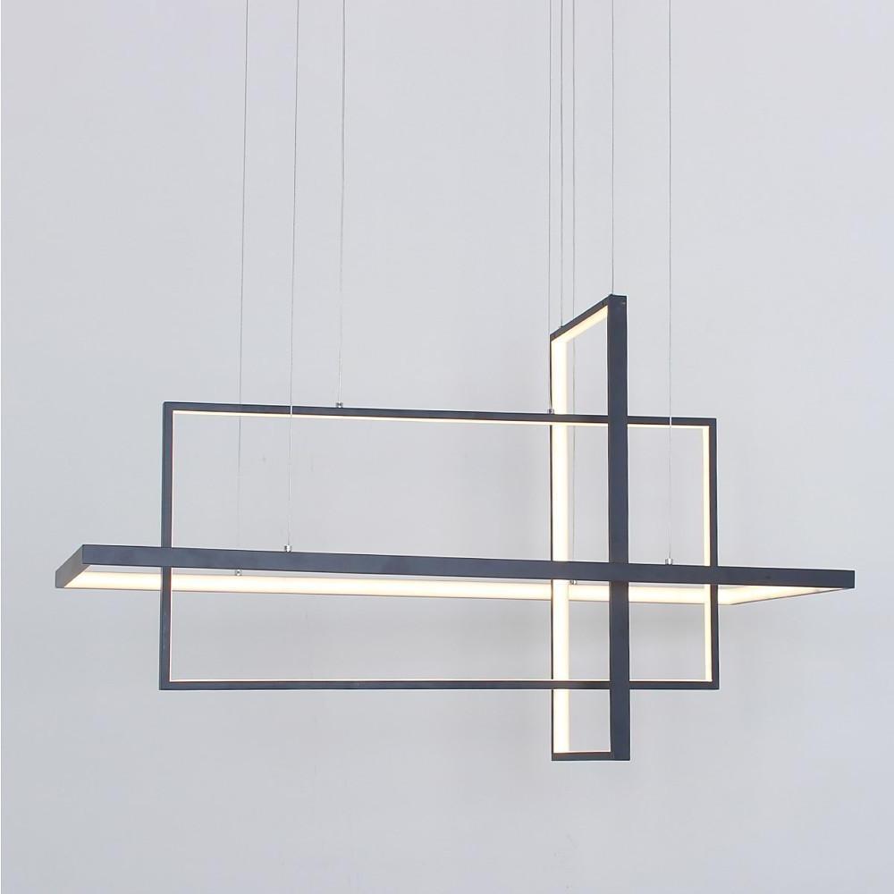 31.5" Three-Part Futuristic Rectangular Aluminum Chandelier