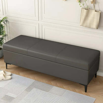 Upholstered Flip Top Entryway Bench with Legs — Beige