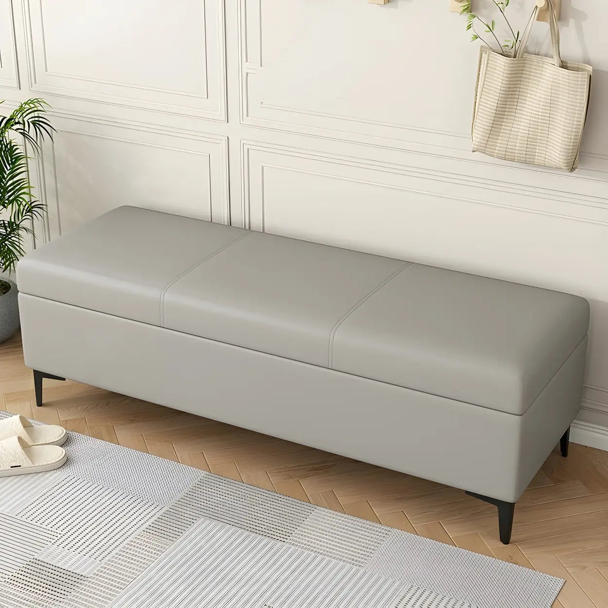 Upholstered Flip Top Entryway Bench with Legs — Blackish Green