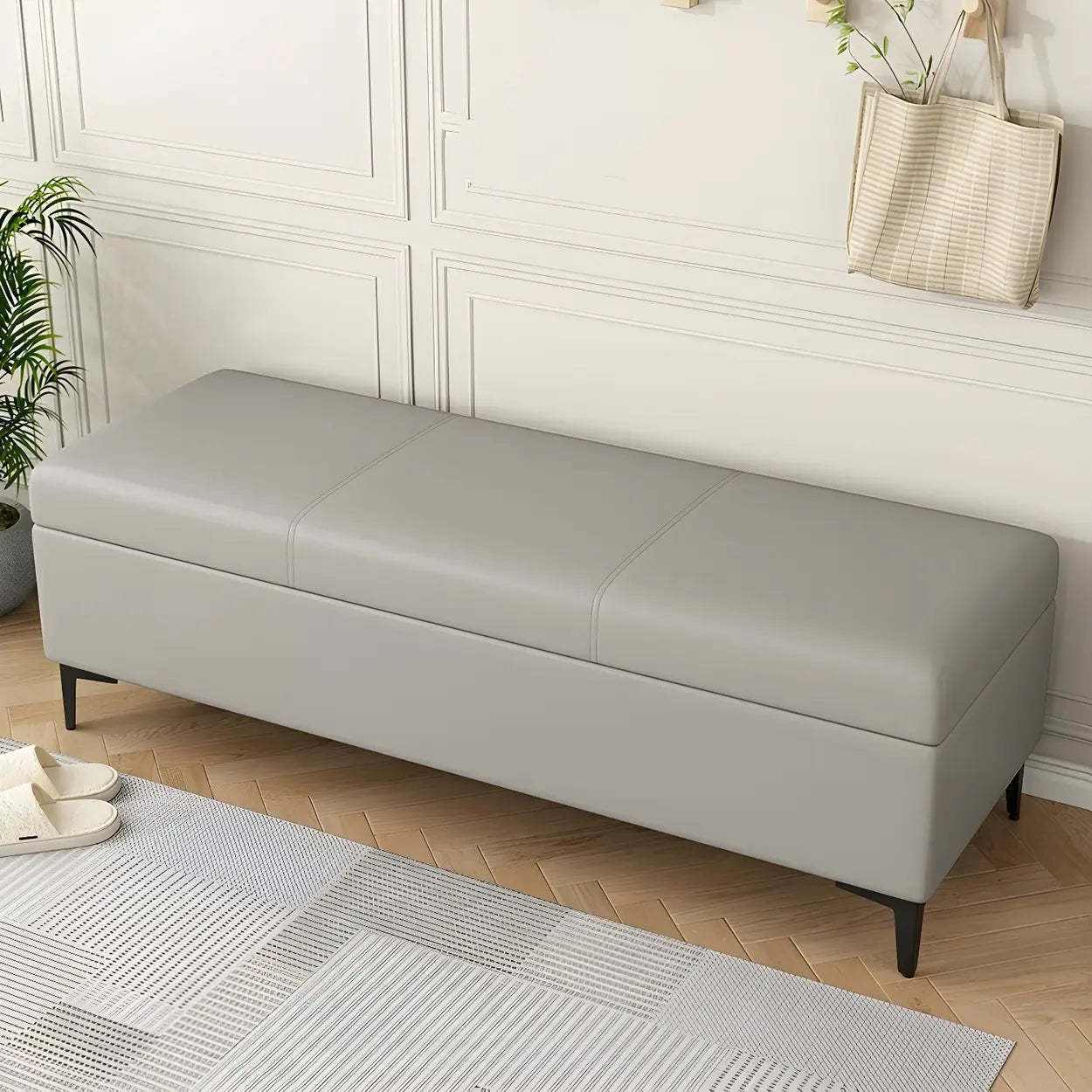 Upholstered Flip Top Entryway Bench with Legs — Blackish Green