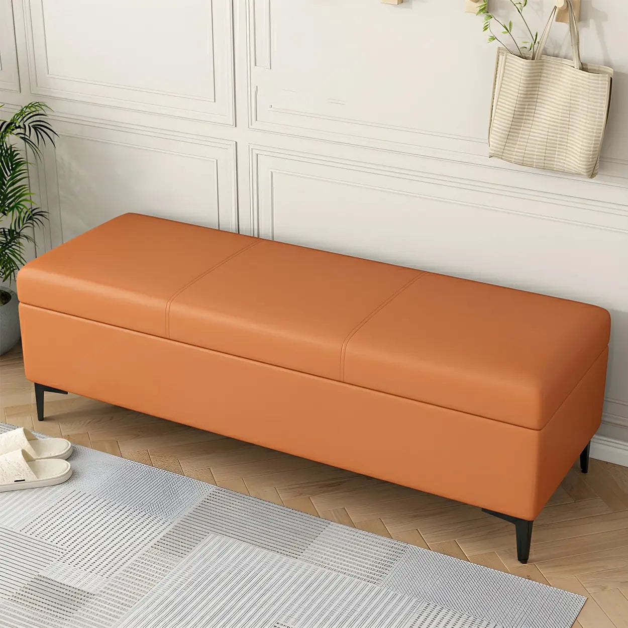 Upholstered Flip Top Entryway Bench with Legs — Blackish Green