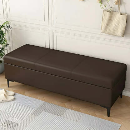 Upholstered Flip Top Entryway Bench with Legs — Dark Coffee