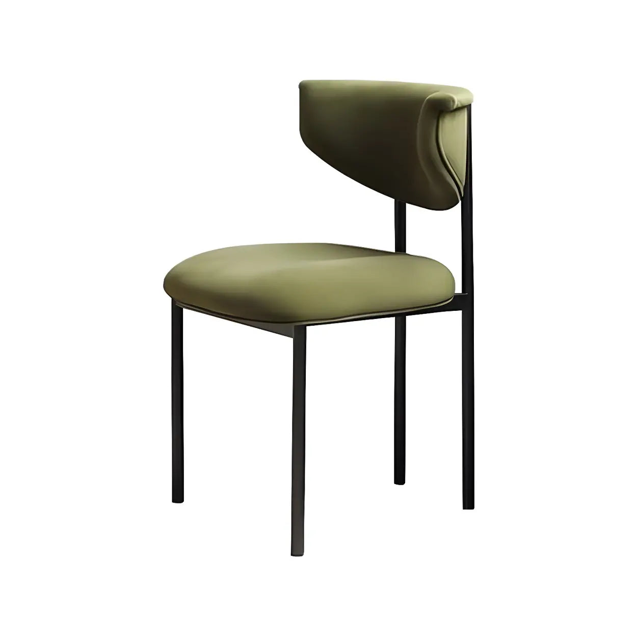 Upholstered Metal Open Low-Back Armless Dining Chair