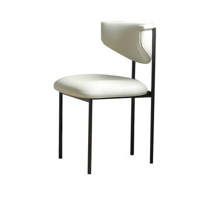Upholstered Metal Open Low-Back Armless Dining Chair