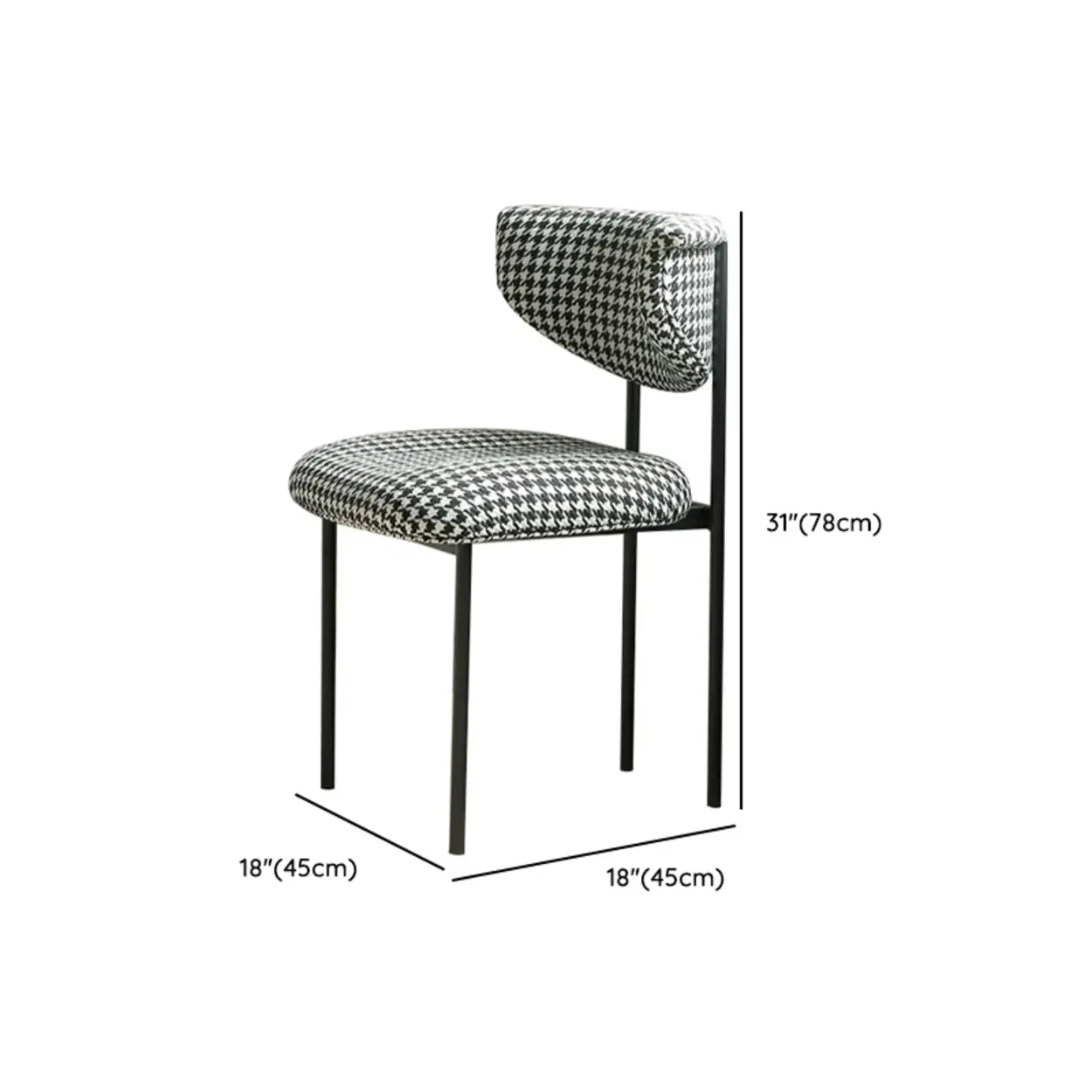Upholstered Metal Open Low-Back Armless Dining Chair