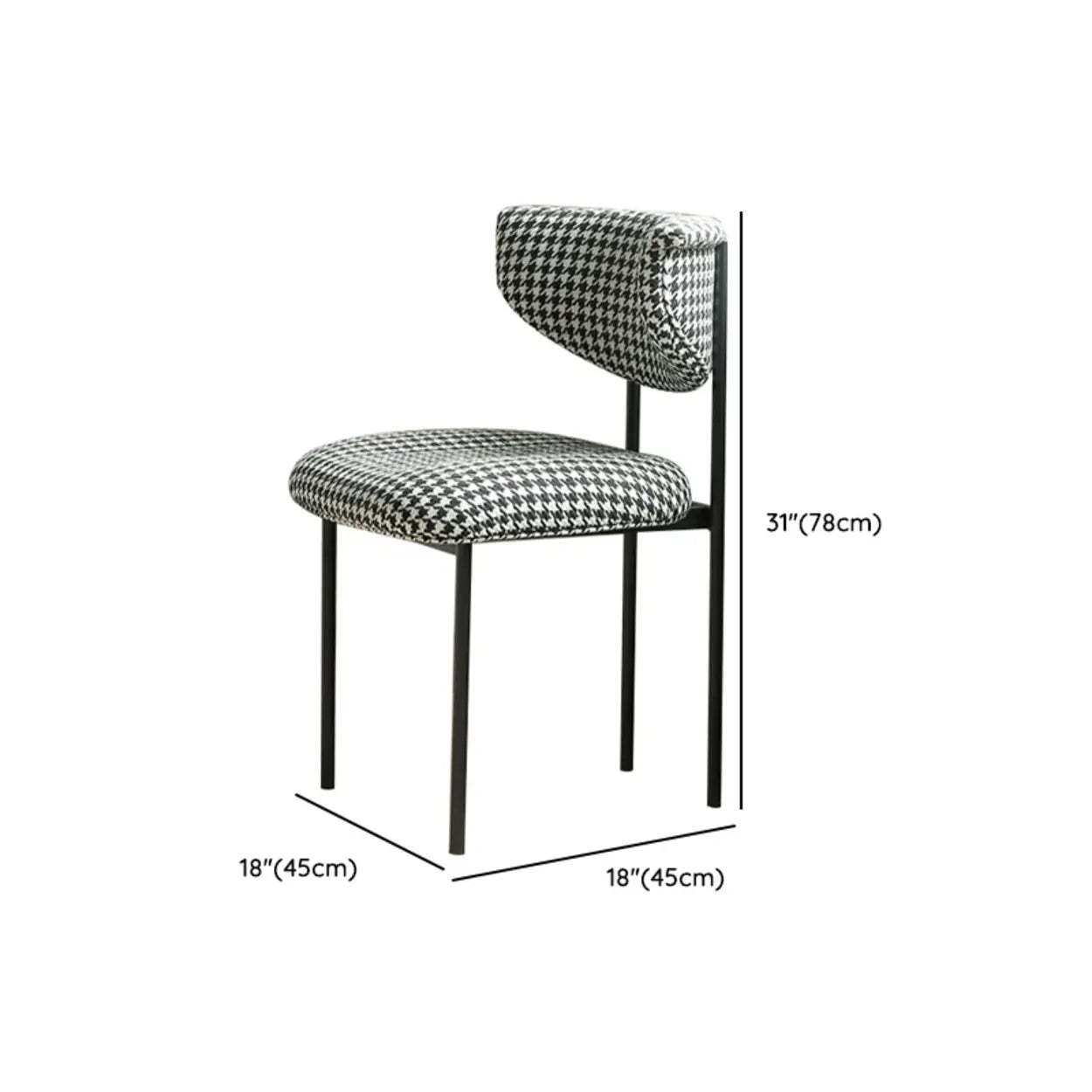 Upholstered Metal Open Low-Back Armless Dining Chair