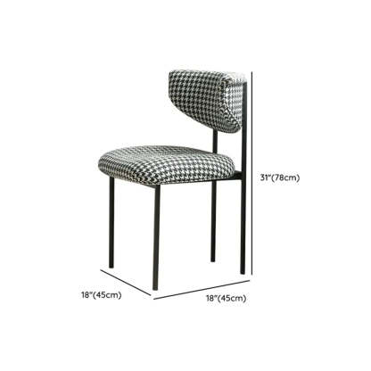 Upholstered Metal Open Low-Back Armless Dining Chair