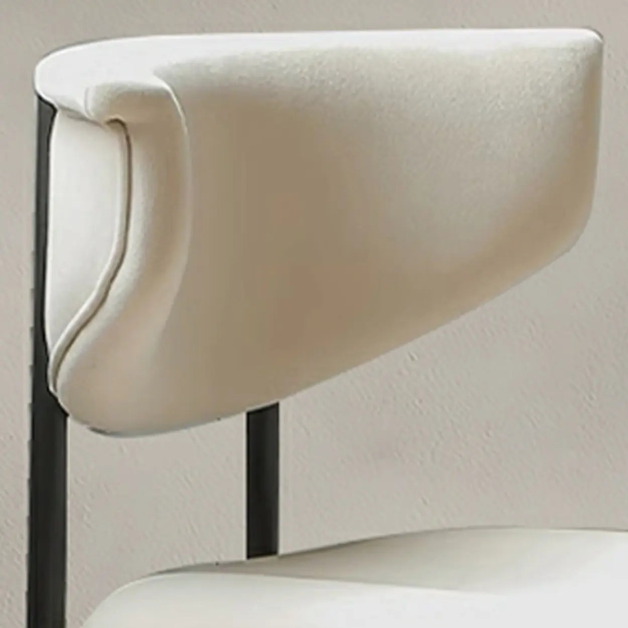 Upholstered Metal Open Low-Back Armless Dining Chair — Flannel / Light Green