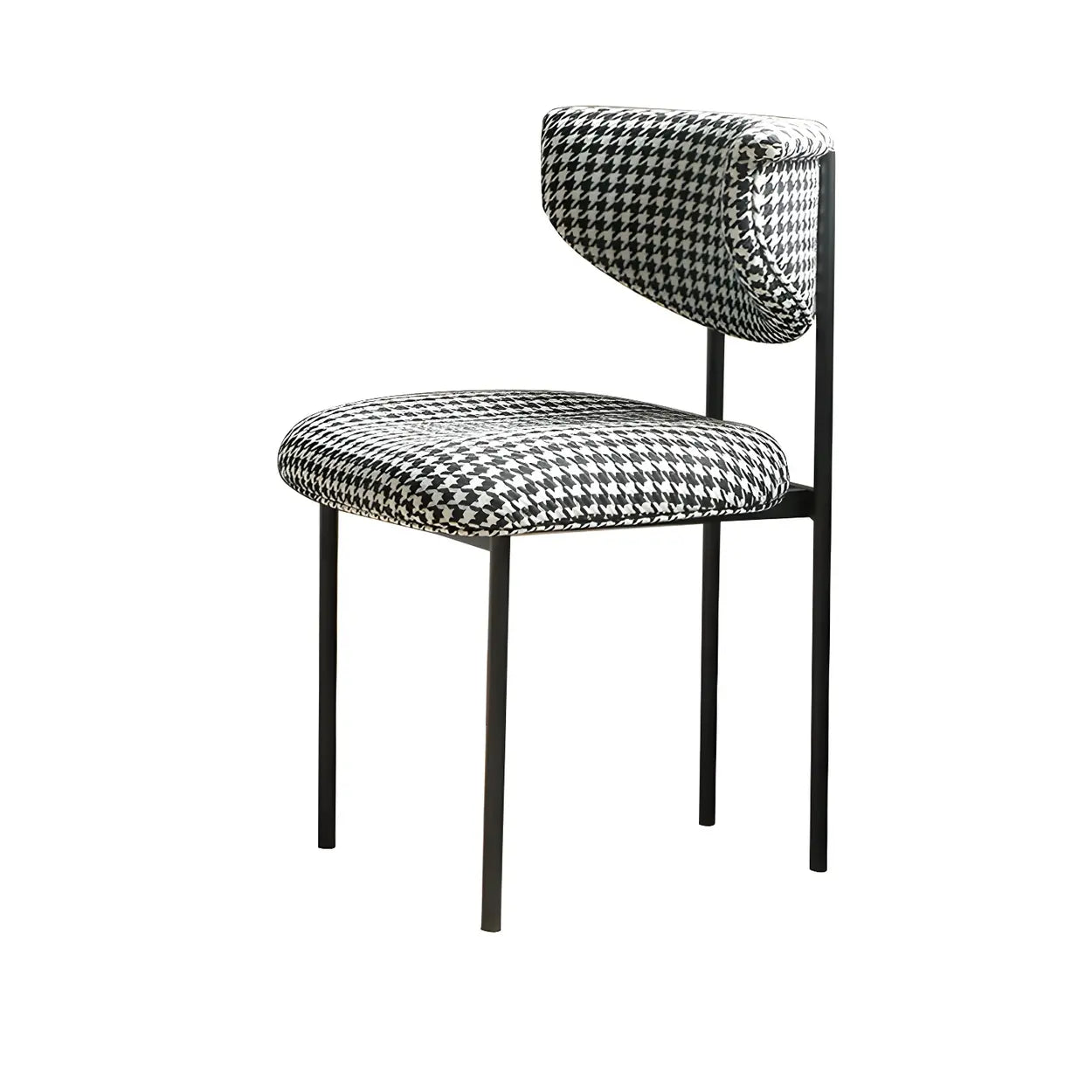 Upholstered Metal Open Low-Back Armless Dining Chair — Flannel / Royal Blue