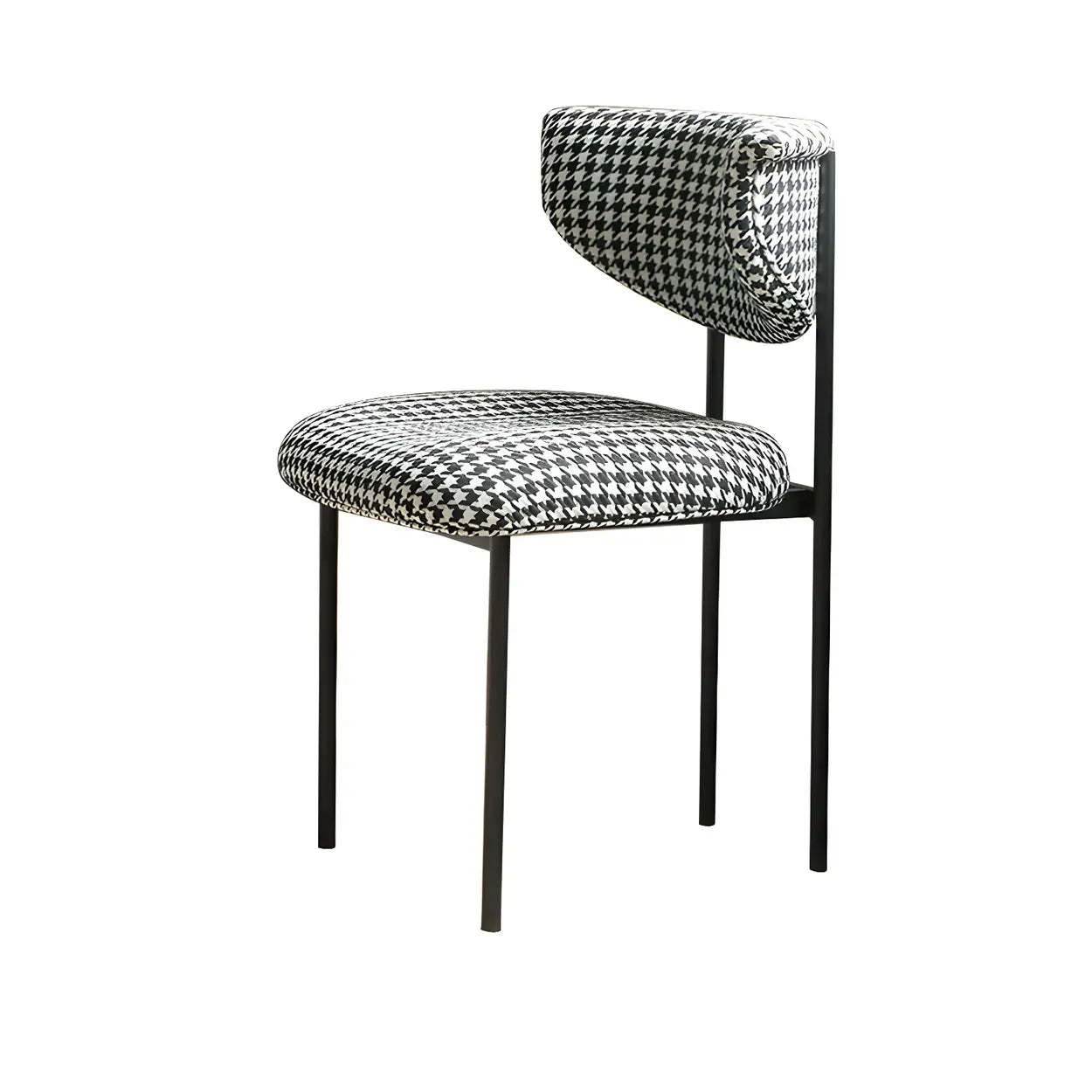 Upholstered Metal Open Low-Back Armless Dining Chair — Flannel / Royal Blue