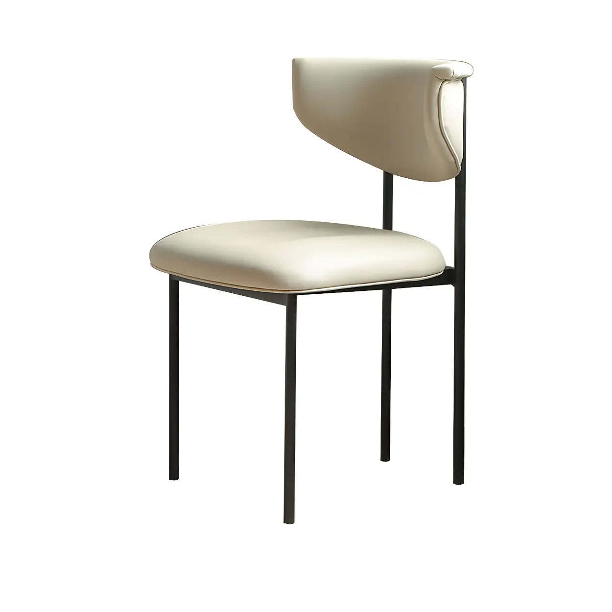 Upholstered Metal Open Low-Back Armless Dining Chair