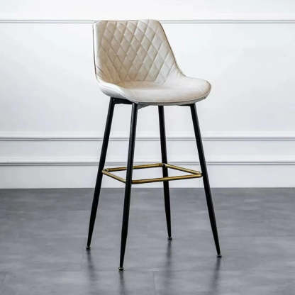 Upholstered Modern Back Bar Stool with Metal Legs — Gray