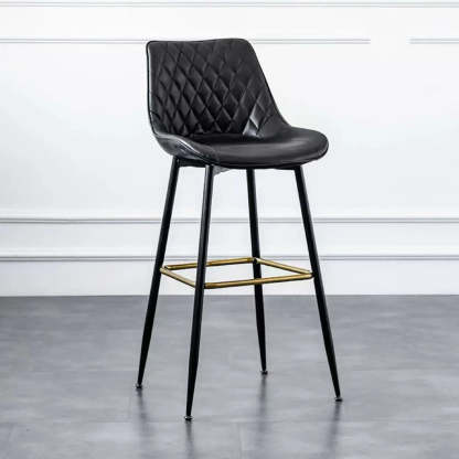 Upholstered Modern Back Bar Stool with Metal Legs
