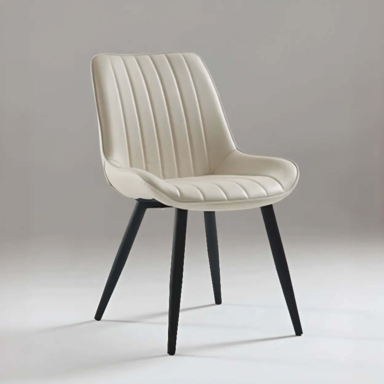Upholstered Modern Leather Padded Dining Chair — off-white