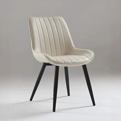 Upholstered Modern Leather Padded Dining Chair — off-white