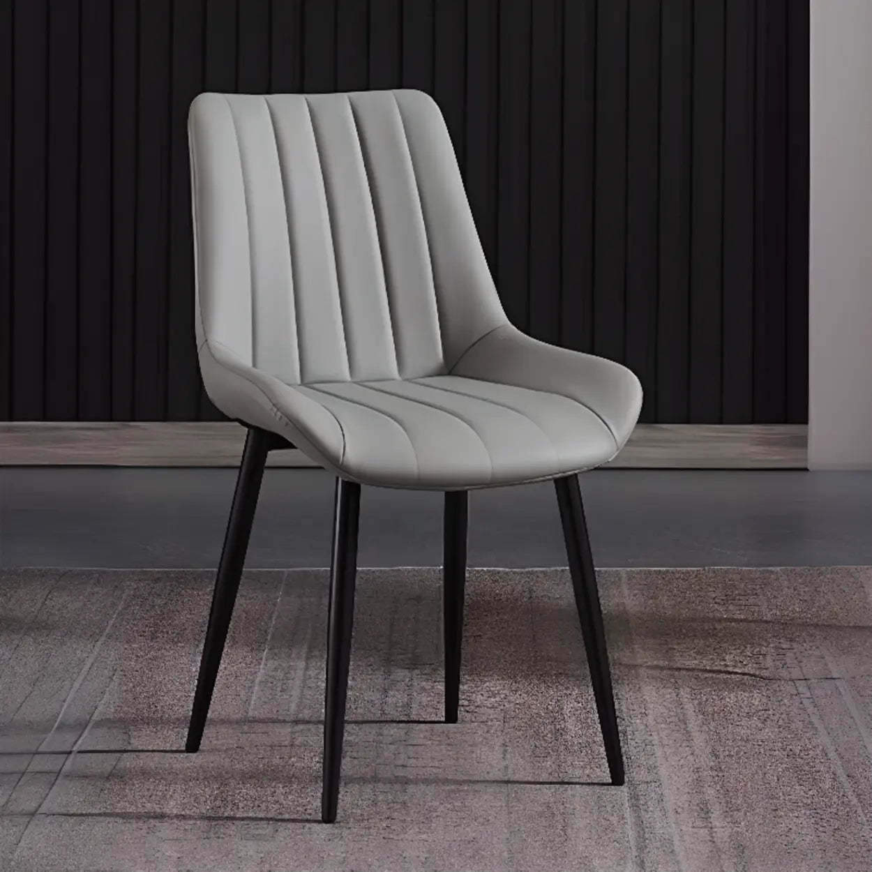 Upholstered Modern Leather Padded Dining Chair — Dark Gray
