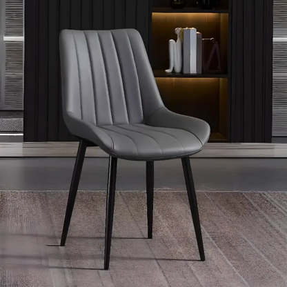 Upholstered Modern Leather Padded Dining Chair — Light Gray