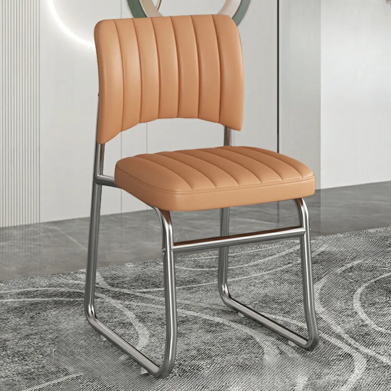 Upholstered Low Back Metal Dining Chair — Coffee / Black