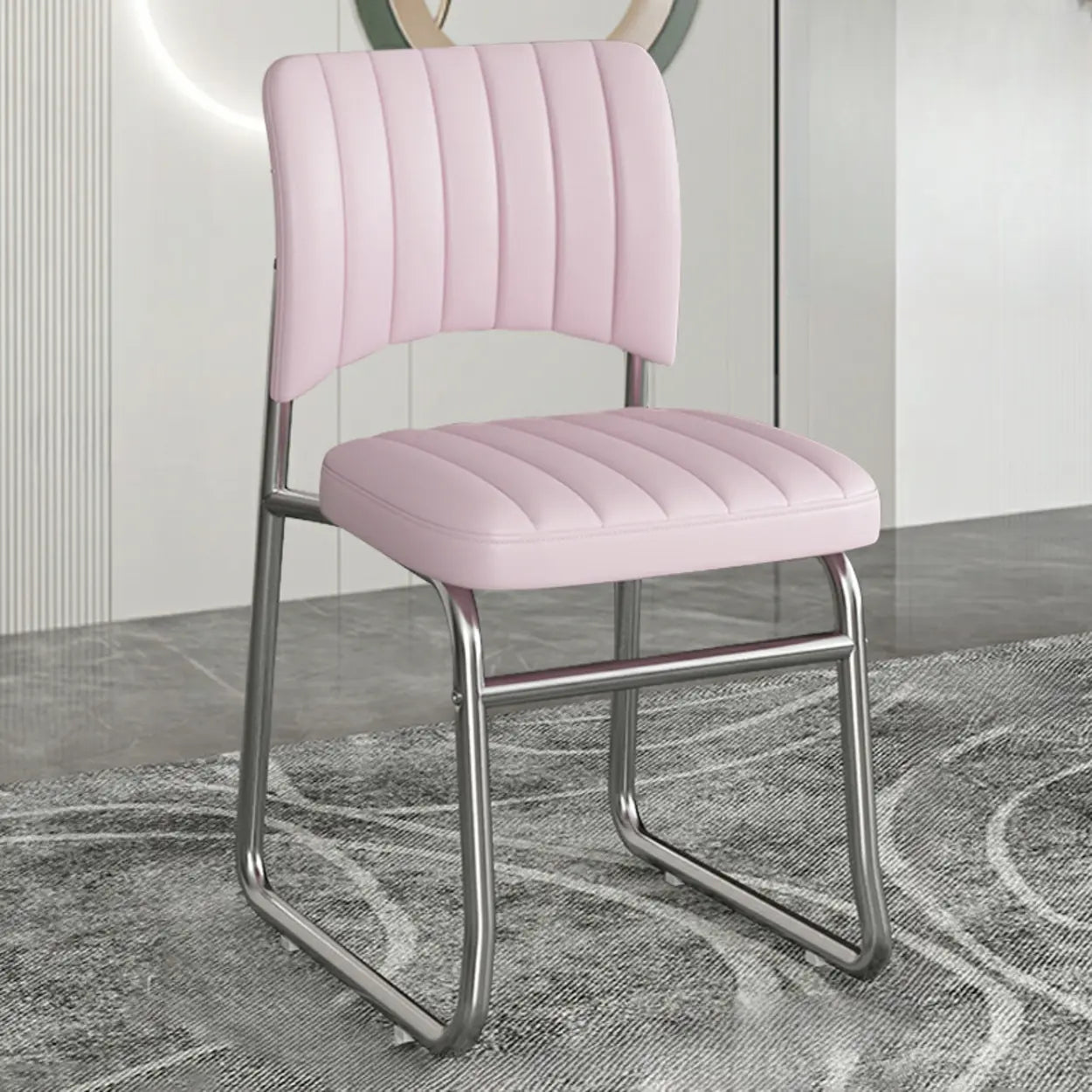 Upholstered Low Back Metal Dining Chair — Blue / Black