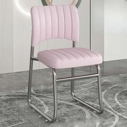 Upholstered Low Back Metal Dining Chair — Blue / Black