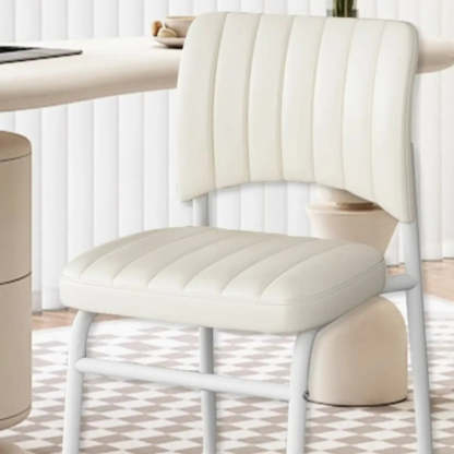 Upholstered Low Back Metal Dining Chair — Blue / Silver