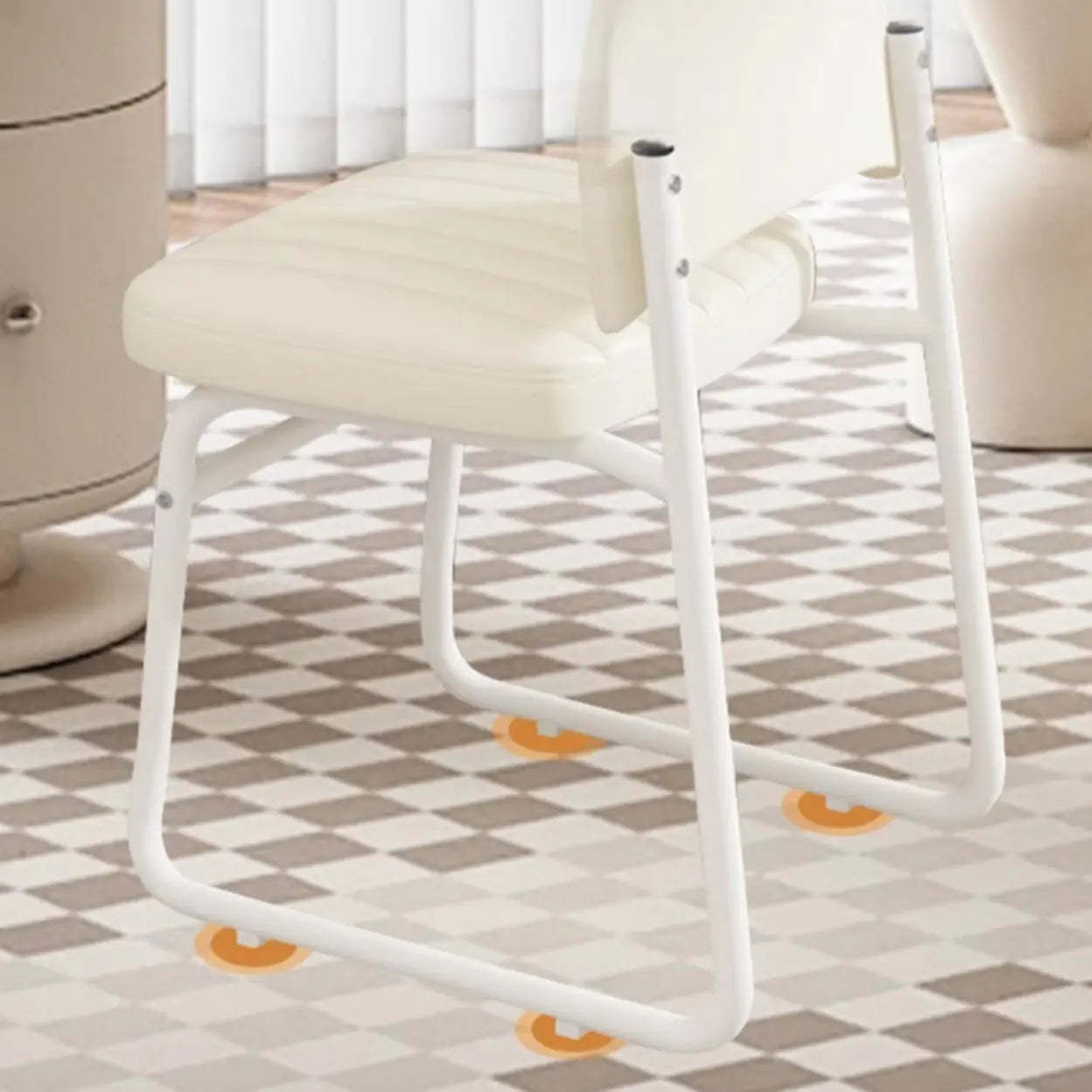 Upholstered Low Back Metal Dining Chair — Blue / White