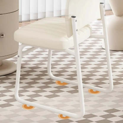 Upholstered Low Back Metal Dining Chair — Blue / White