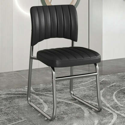 Upholstered Low Back Metal Dining Chair — Pink / Silver