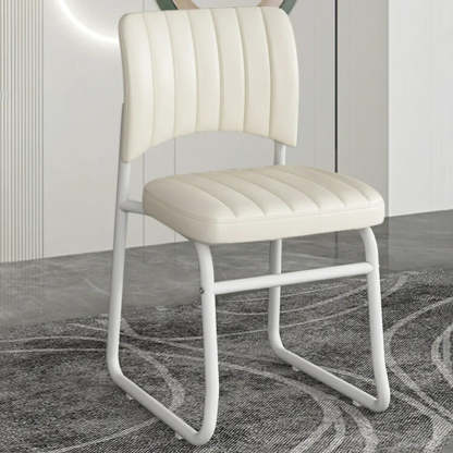 Upholstered Low Back Metal Dining Chair — Orange / Black