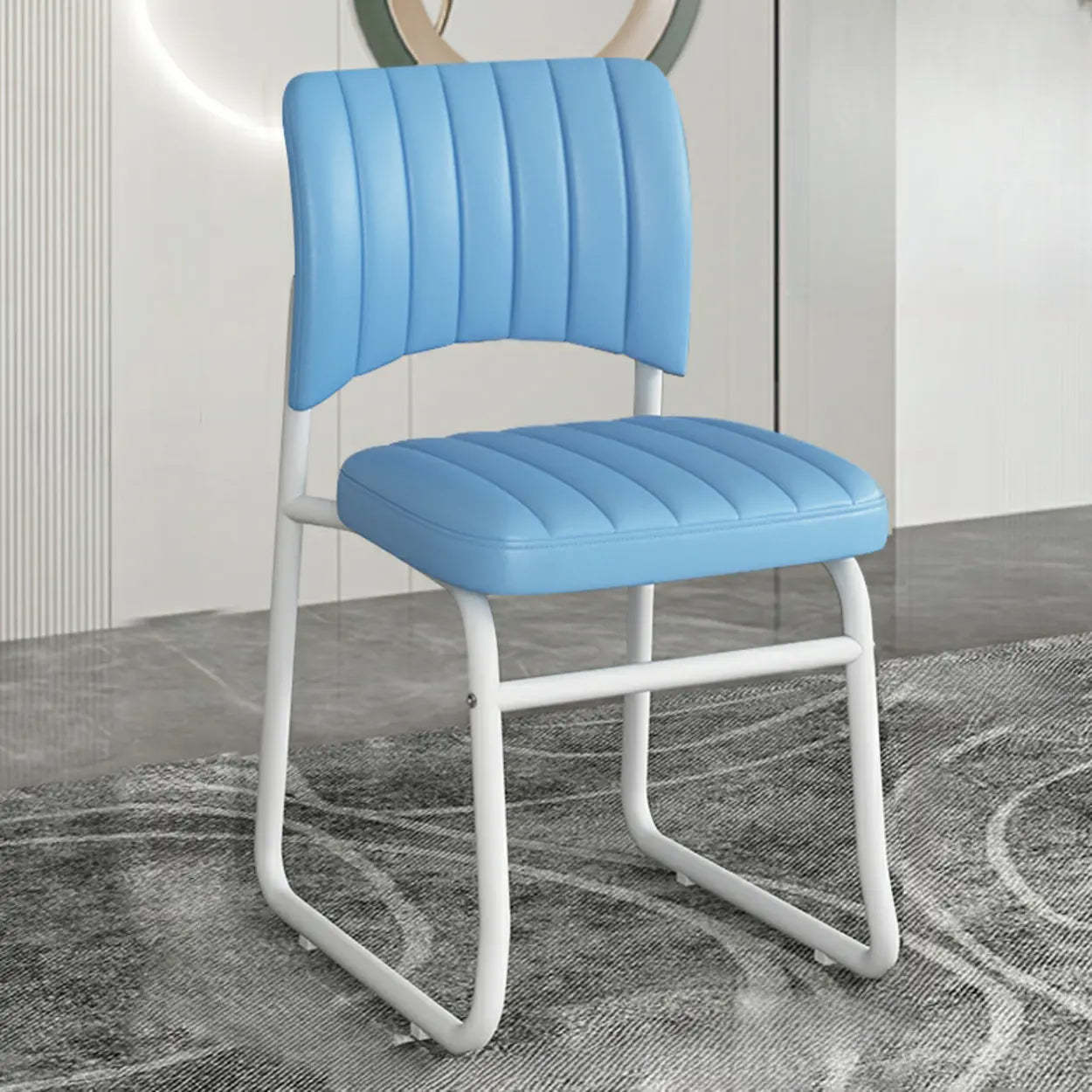 Modern upholstered back blue metal dining chairs & benches — White