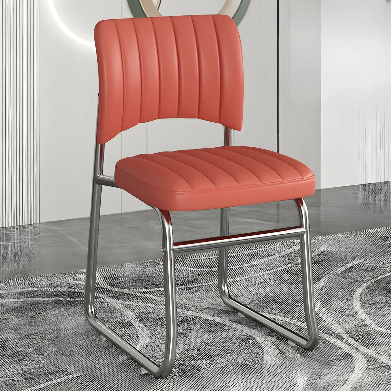 Upholstered Low Back Metal Dining Chair — Black / Black