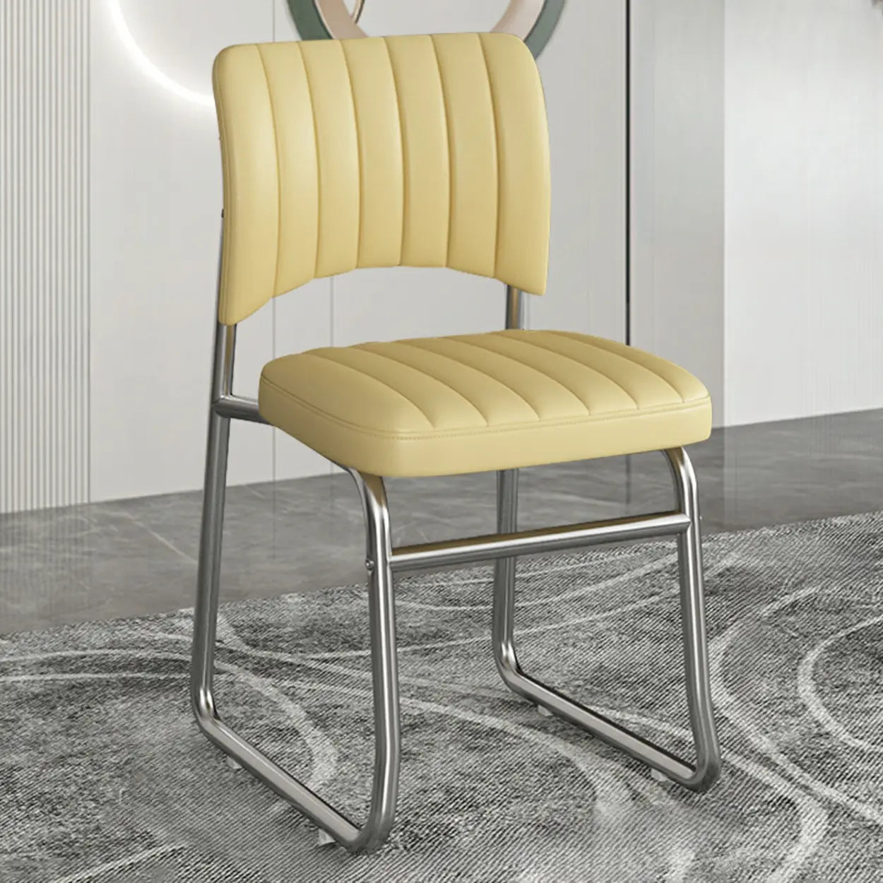 Upholstered Low Back Metal Dining Chair — Black / Silver