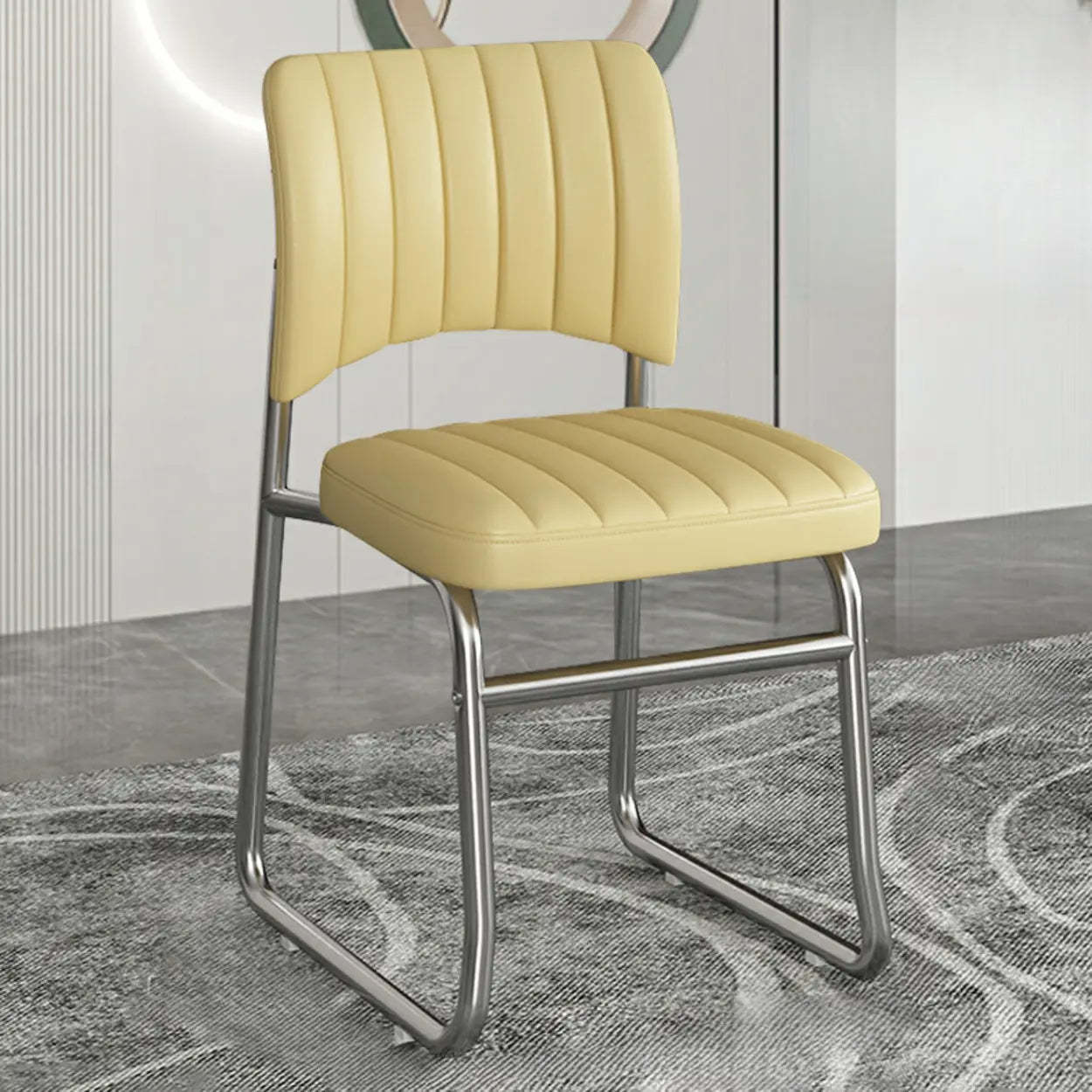 Upholstered Low Back Metal Dining Chair — Black / Silver