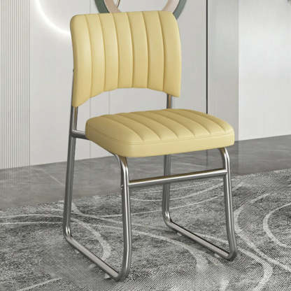 Upholstered Low Back Metal Dining Chair — Black / Silver