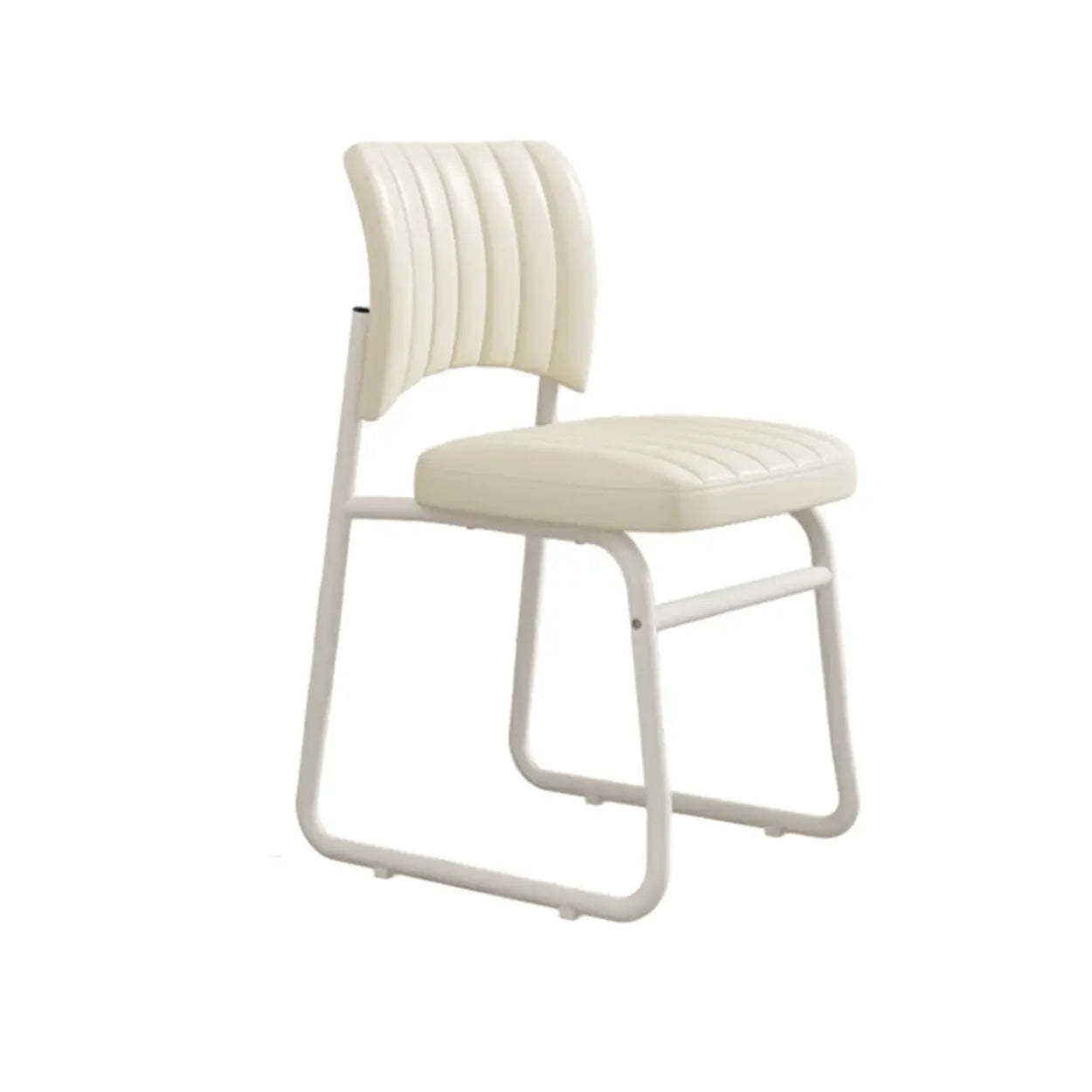 Upholstered Low Back Metal Dining Chair — Khaki / Silver