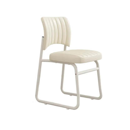 Upholstered Low Back Metal Dining Chair — Khaki / Silver