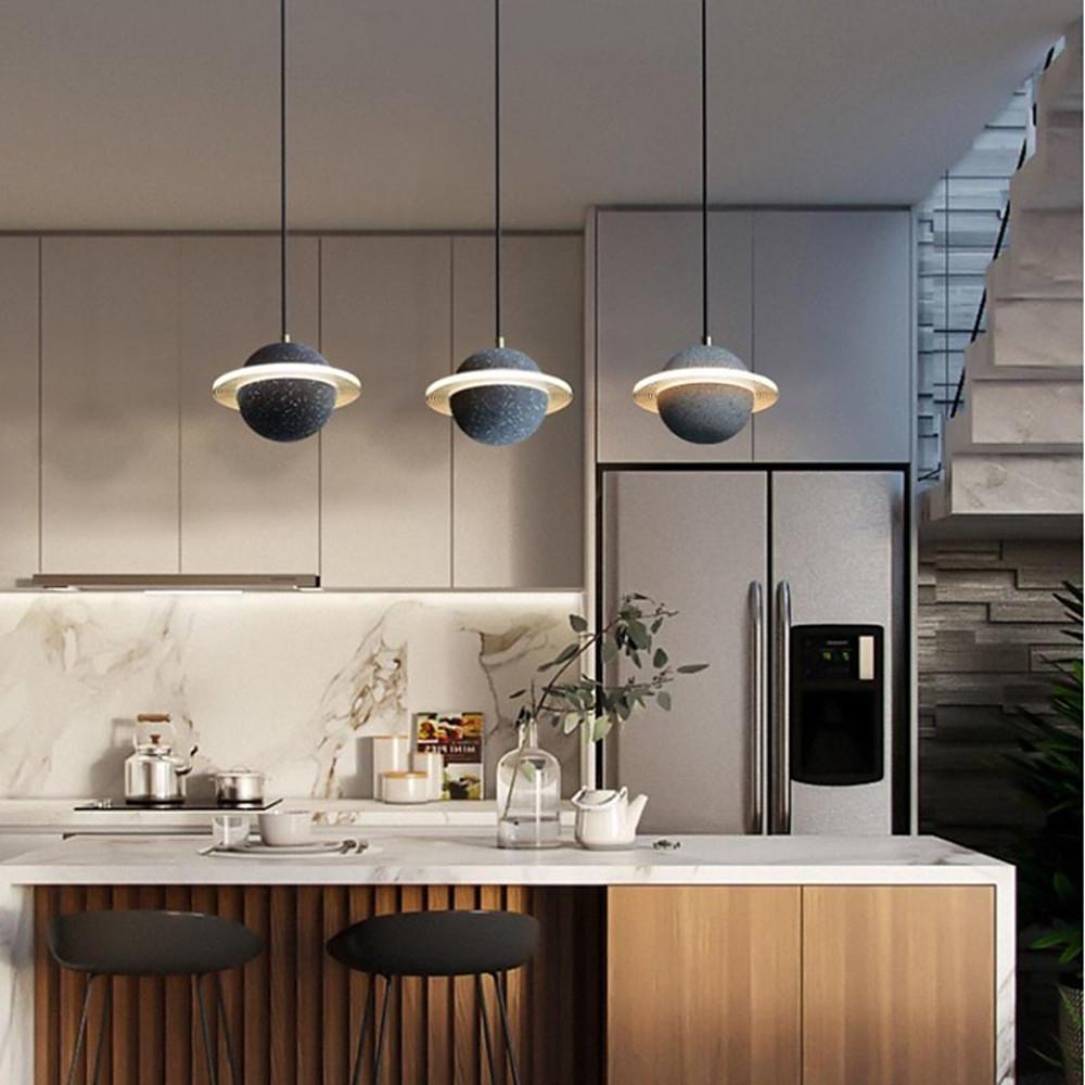 Saturn Acrylic Kitchen Island Pendant — Black+White