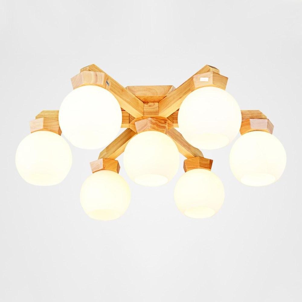 Lighom industrial globe wood chandeliers — 5-Light