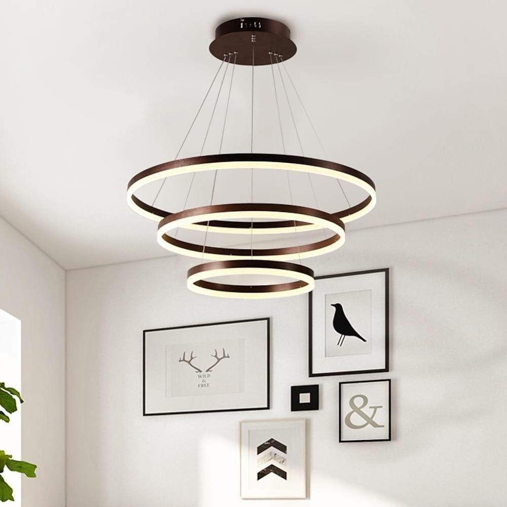 3 Circle Graduated Bedroom Pendant Lights Remote Control Pendant Lighting-Lighom
