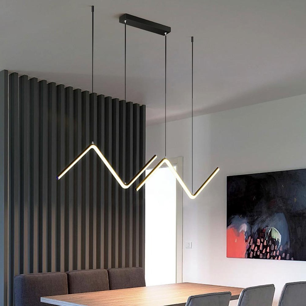 LED 2-Light Wave Dimmable Modern Kitchen Pendant Light
