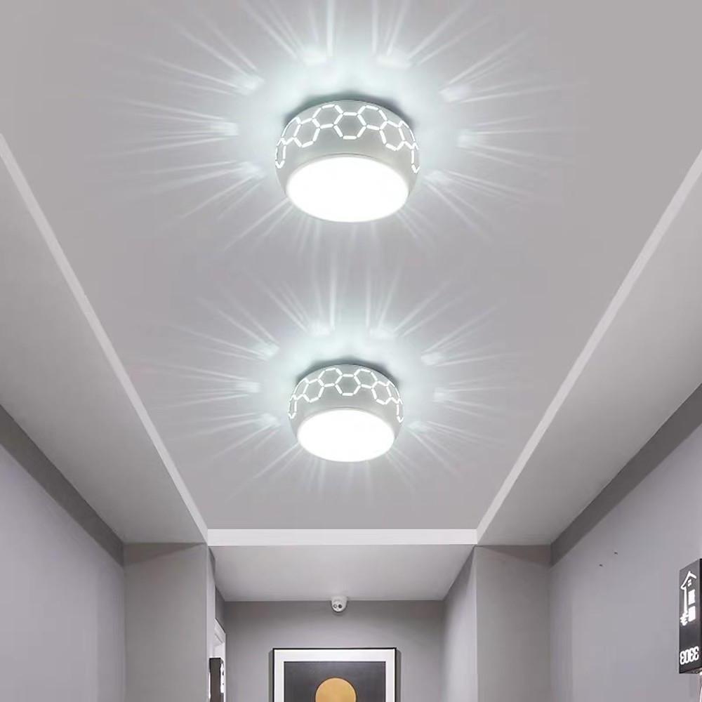 Globe drum synthetic flush mount lighting for dining room — Cool White (6000K)