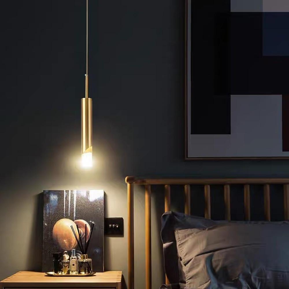 Elongated Slender Modern Gold Column Pendant
