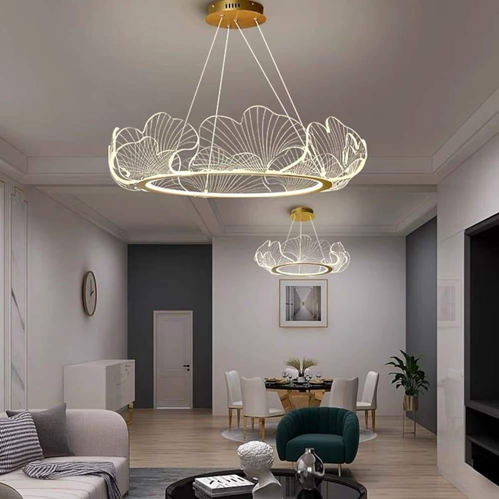 Sea Wave Gold Chandelier, 33" Ceiling Light