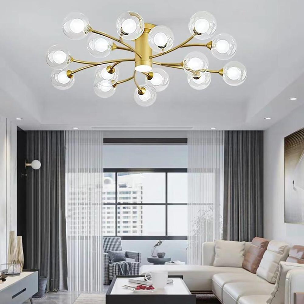 Globe Metal Glass Industrial LED Flush Mount Light - 12