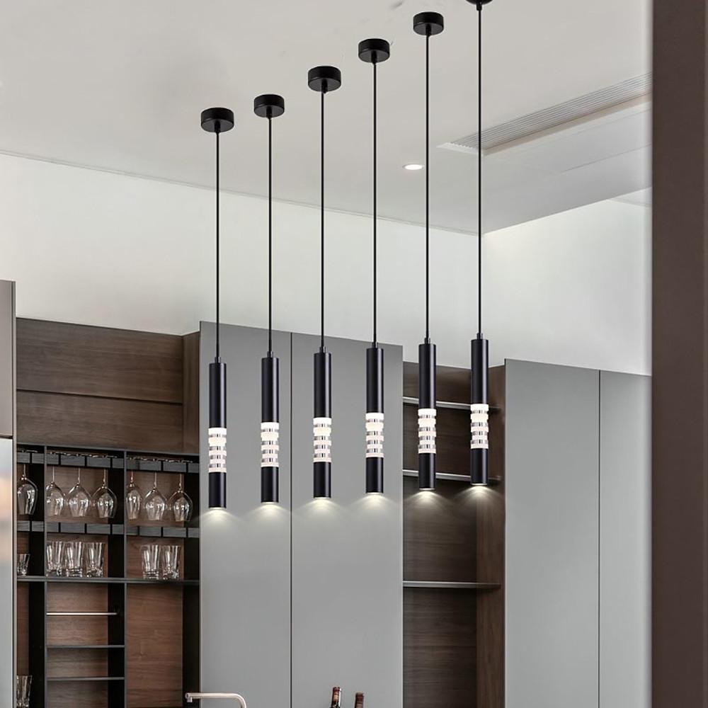 Cylindrical Linear Metal Acrylic Industrial Foyer Pendant Light Ceiling Light-Lighom